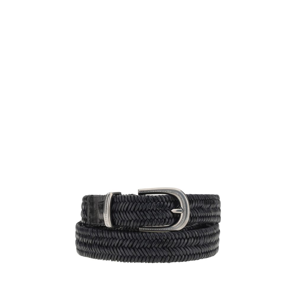 Brunello Cucinelli Black Calf Leather Bos Taurus Regular Belt