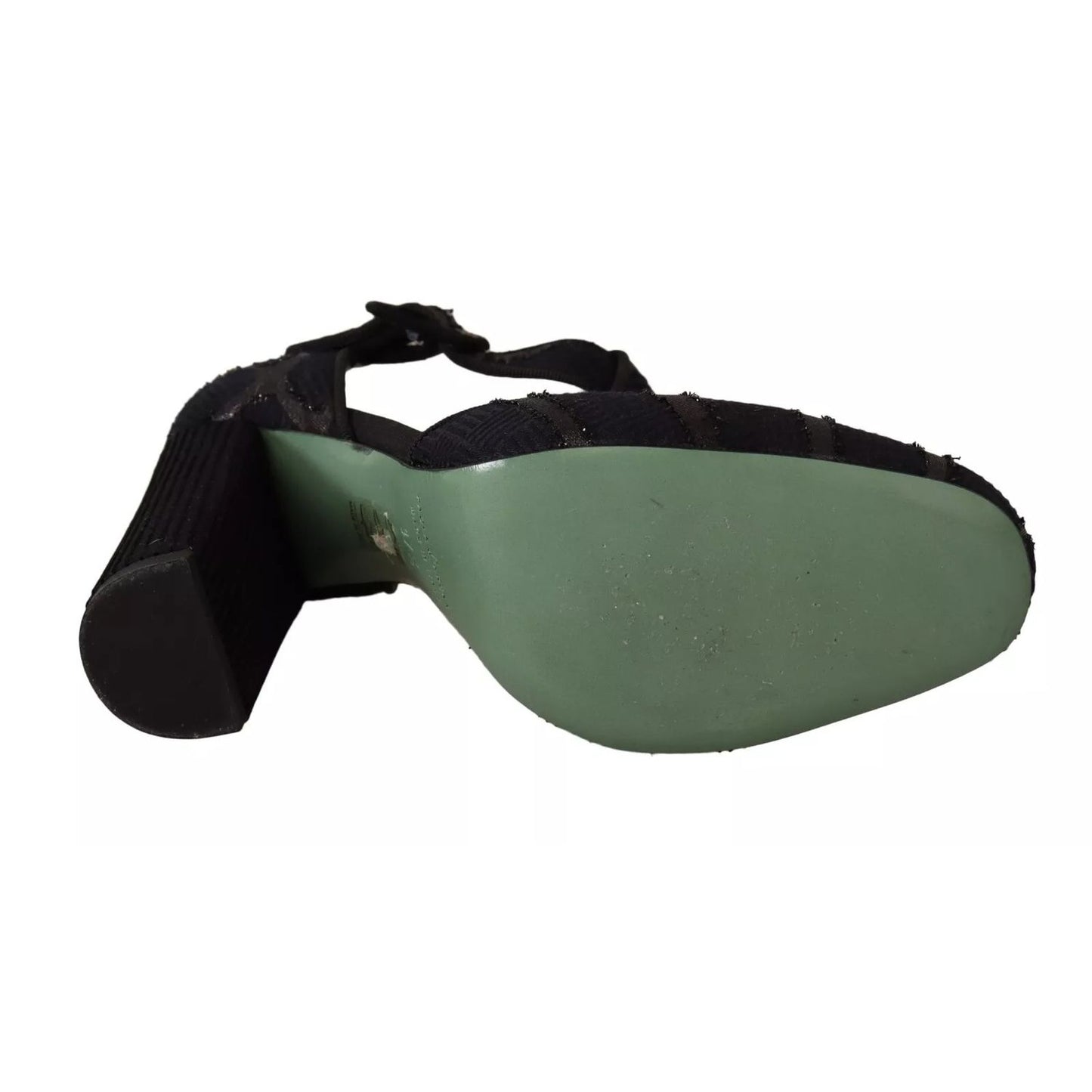 Paola D'Arcano Black Suede Leather Block Heels Sandals Shoes