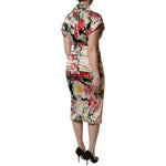 Dolce & Gabbana Multicolor Floral Short Sleeves Sheath Midi Dress