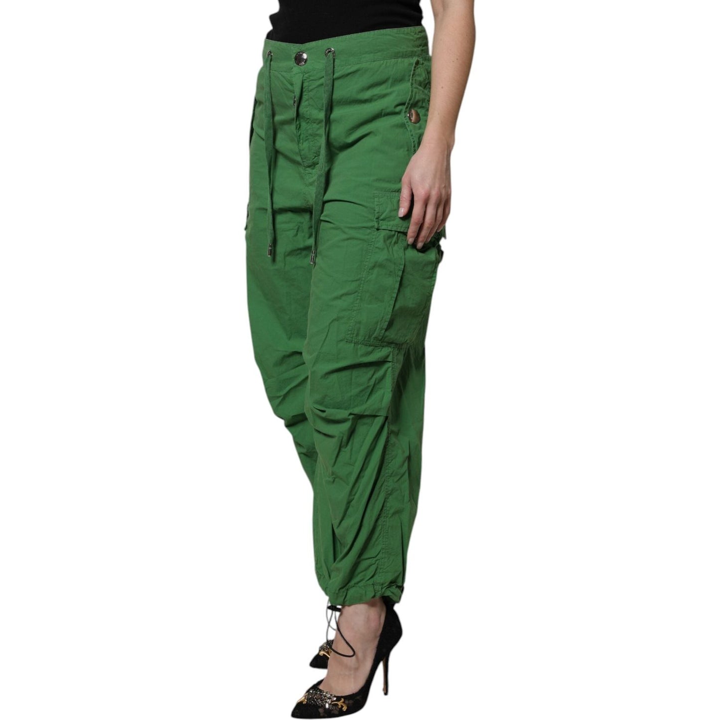 Dolce & Gabbana Green Cotton High Waist Cargo Pants PAN75985-40