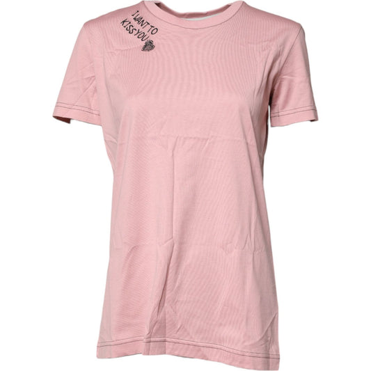 Dolce & Gabbana Pink Logo Print Cotton Crew Neck T-shirt TSH8145-40
