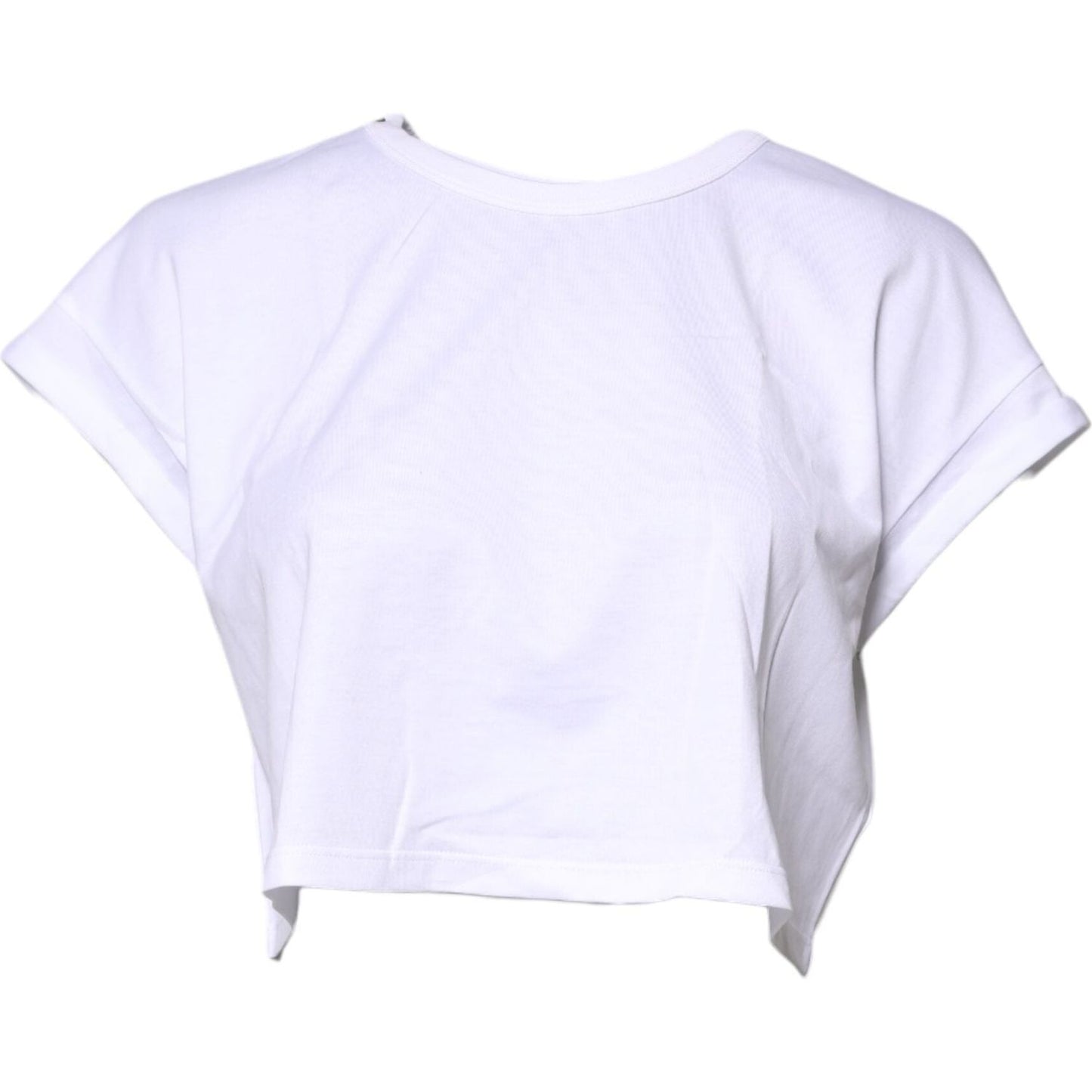 Dolce & Gabbana White Cotton Crew Neck Cropped T-shirt Top TSH87188-36