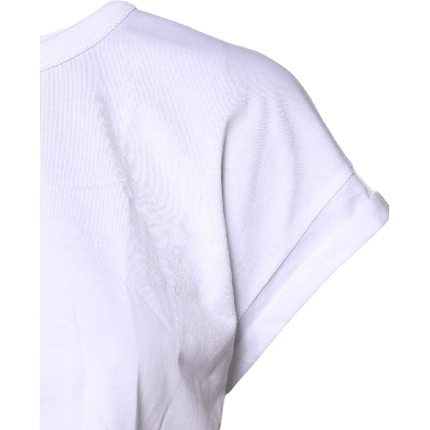 Dolce & Gabbana White Cotton Crew Neck Cropped T-shirt Top TSH87188-36