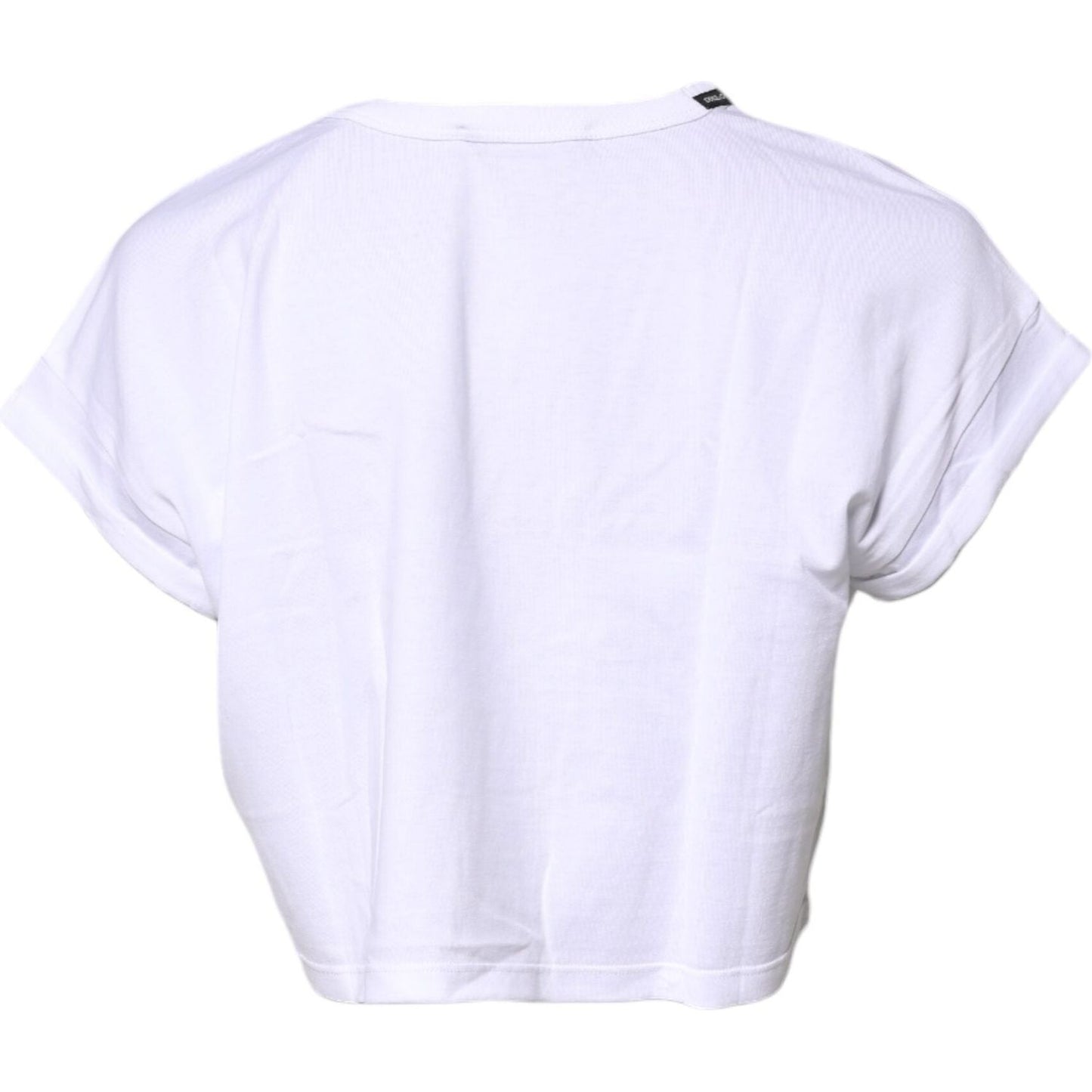 Dolce & Gabbana White Cotton Crew Neck Cropped T-shirt Top TSH87188-36