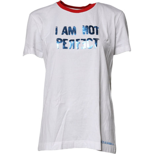 Dolce & Gabbana White Graphic Print Cotton Crew Neck T-shirt TSH87274-38