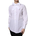 Dolce & Gabbana White Ascot Collar Long Sleeve Blouse Top