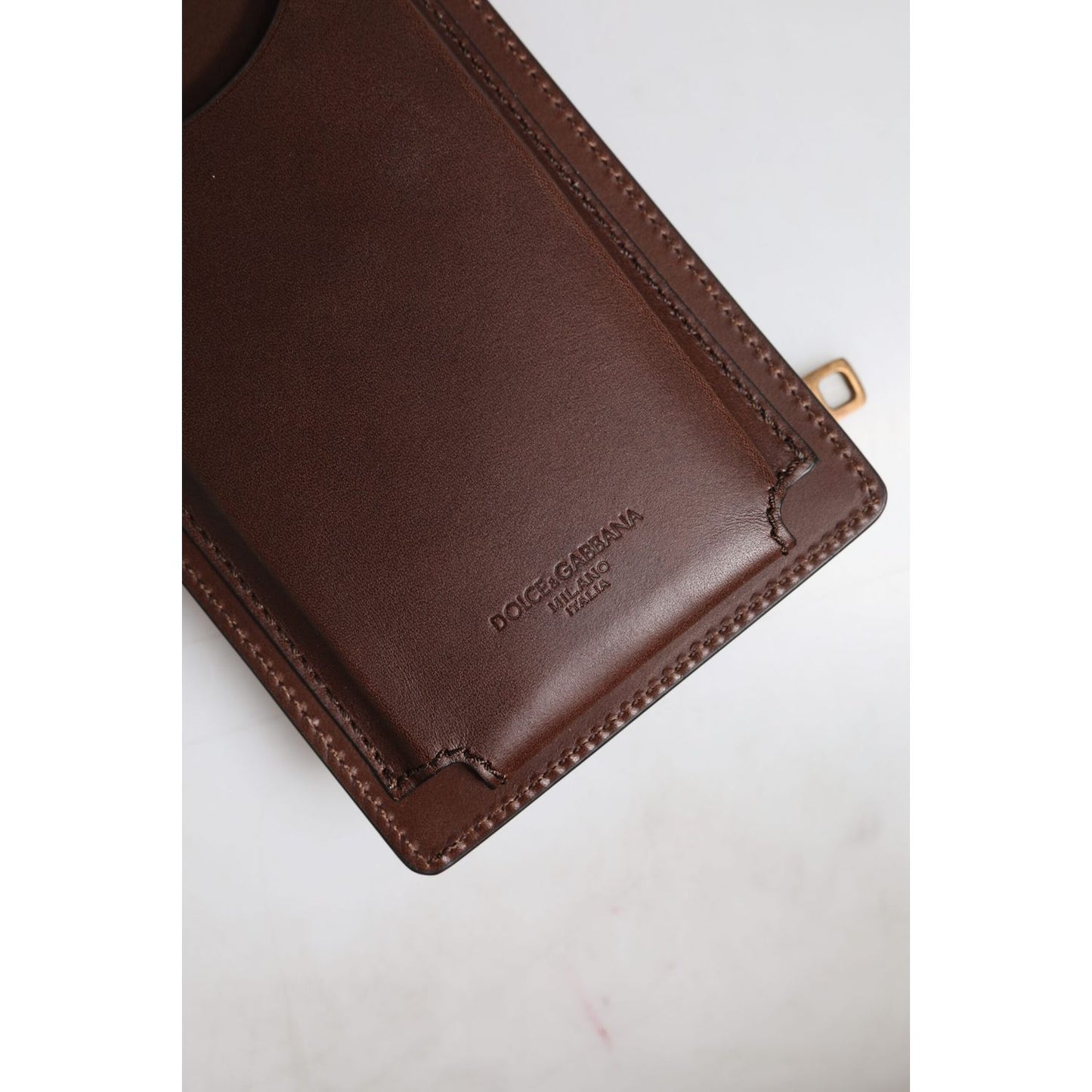 Dolce & Gabbana Brown Leather Neck Strap Cross Body Sling Bag