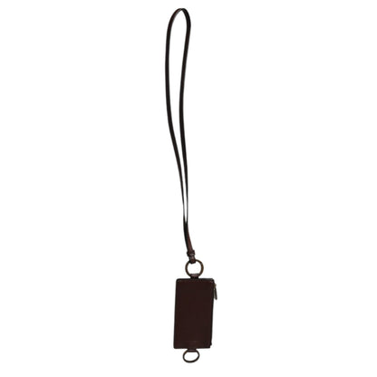 Dolce & Gabbana Brown Calf Leather Lanyard Logo Card Holder Wallet