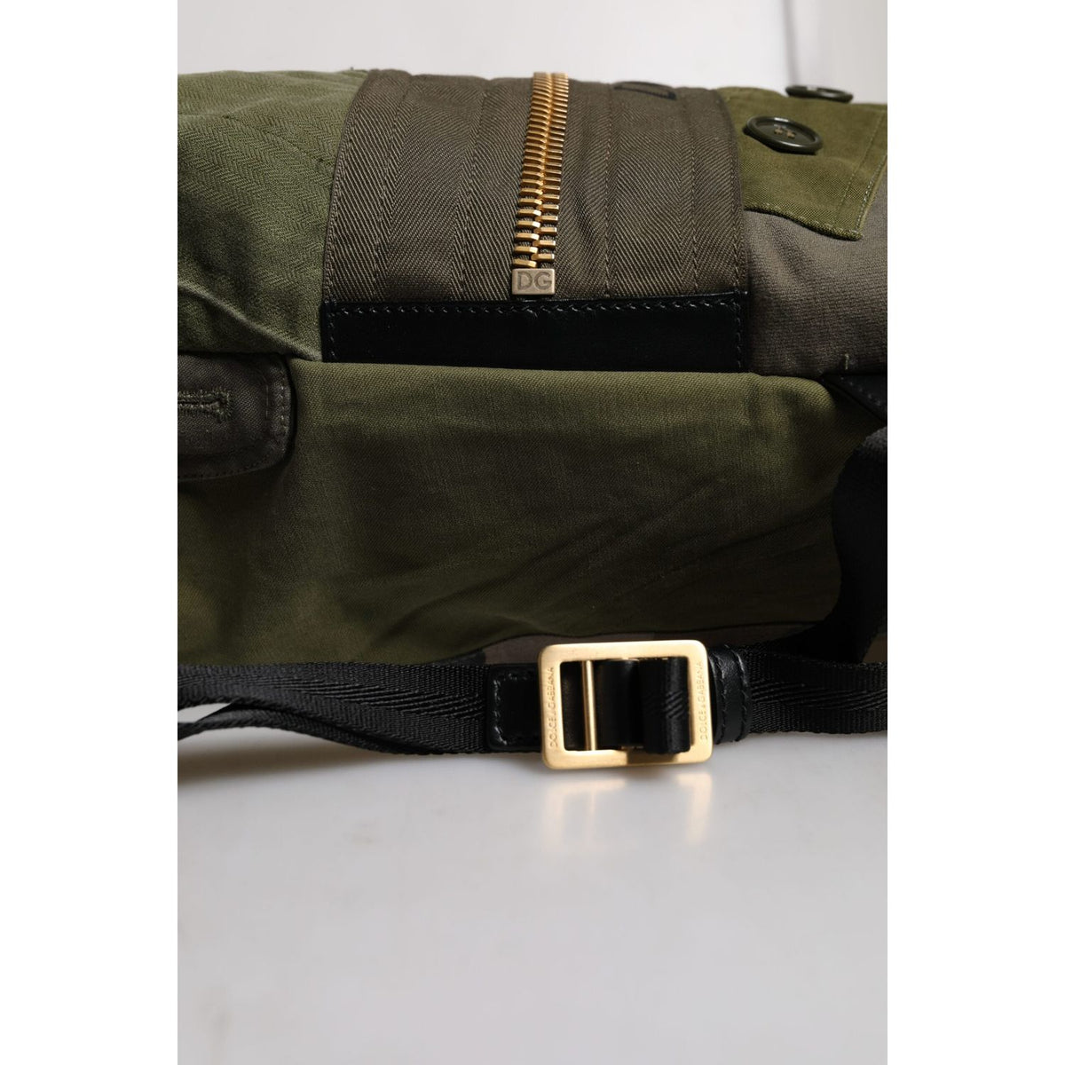 Dolce & Gabbana Military Green Patchwork Rucksack Backpack Bag