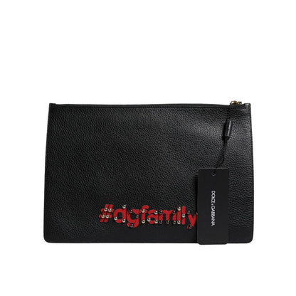 Dolce & Gabbana Black #DGFamily Embellished Leather Clutch Bag