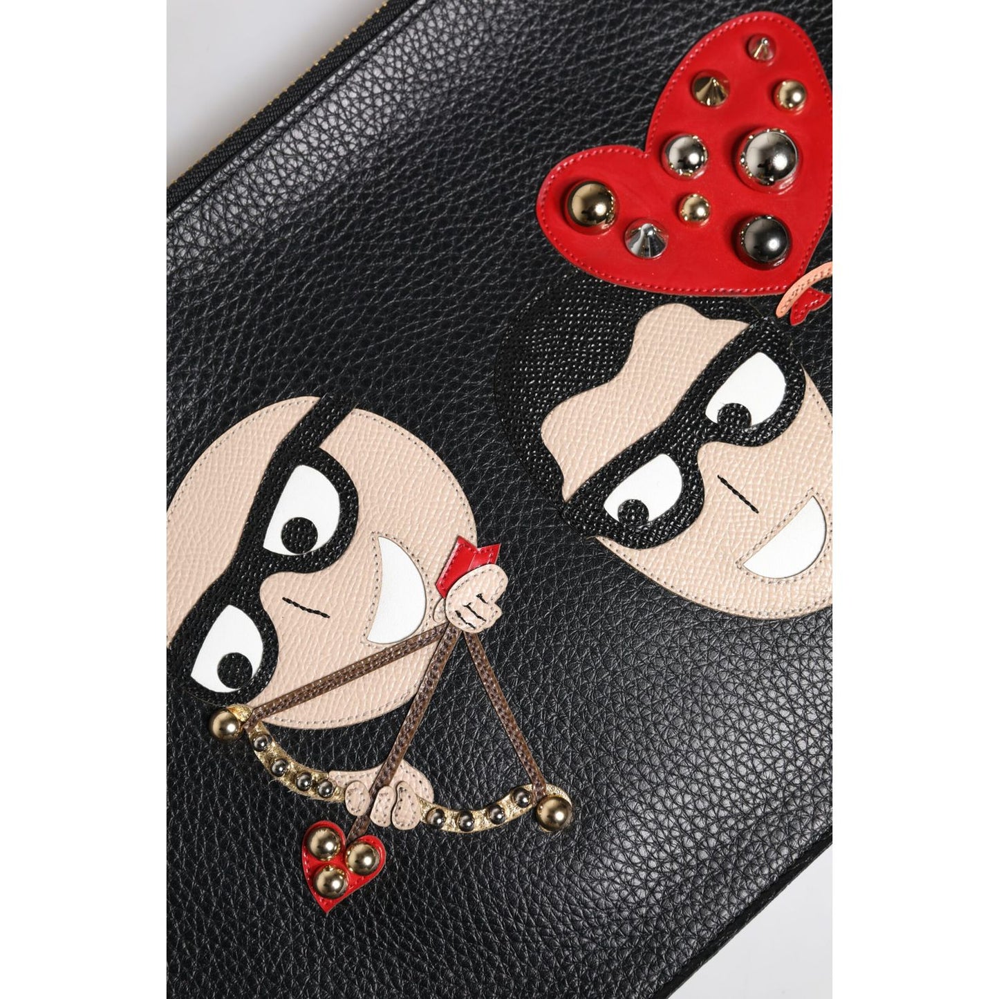 Dolce & Gabbana Black #DGFamily Embellished Leather Clutch Bag