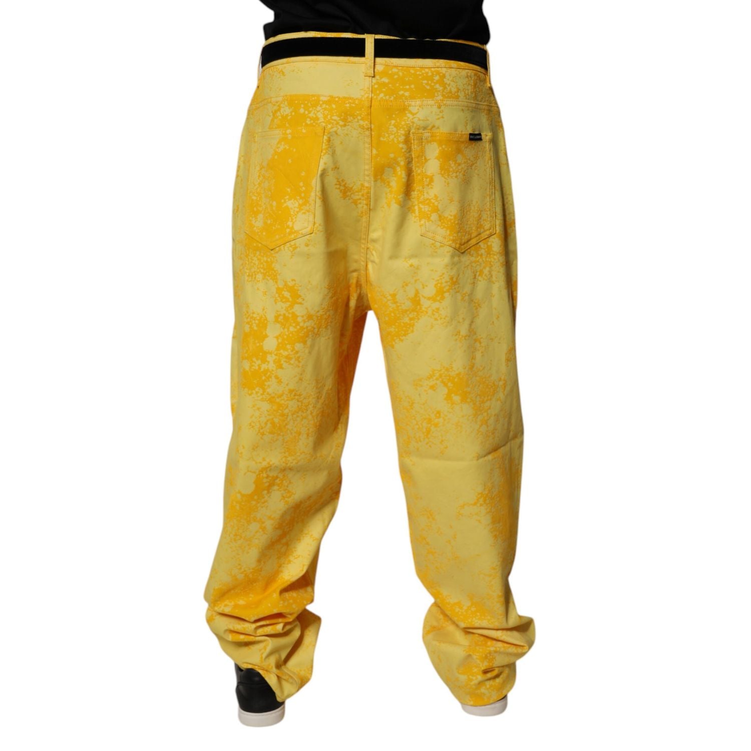 Dolce & Gabbana Yellow Tie Dye Cotton Straight Denim Jeans