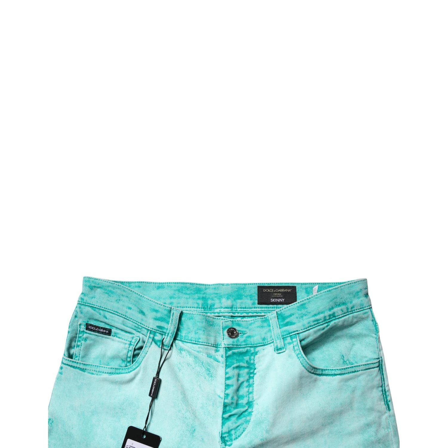 Dolce & Gabbana Green Tie Dye Cotton Skinny Men Denim Jeans