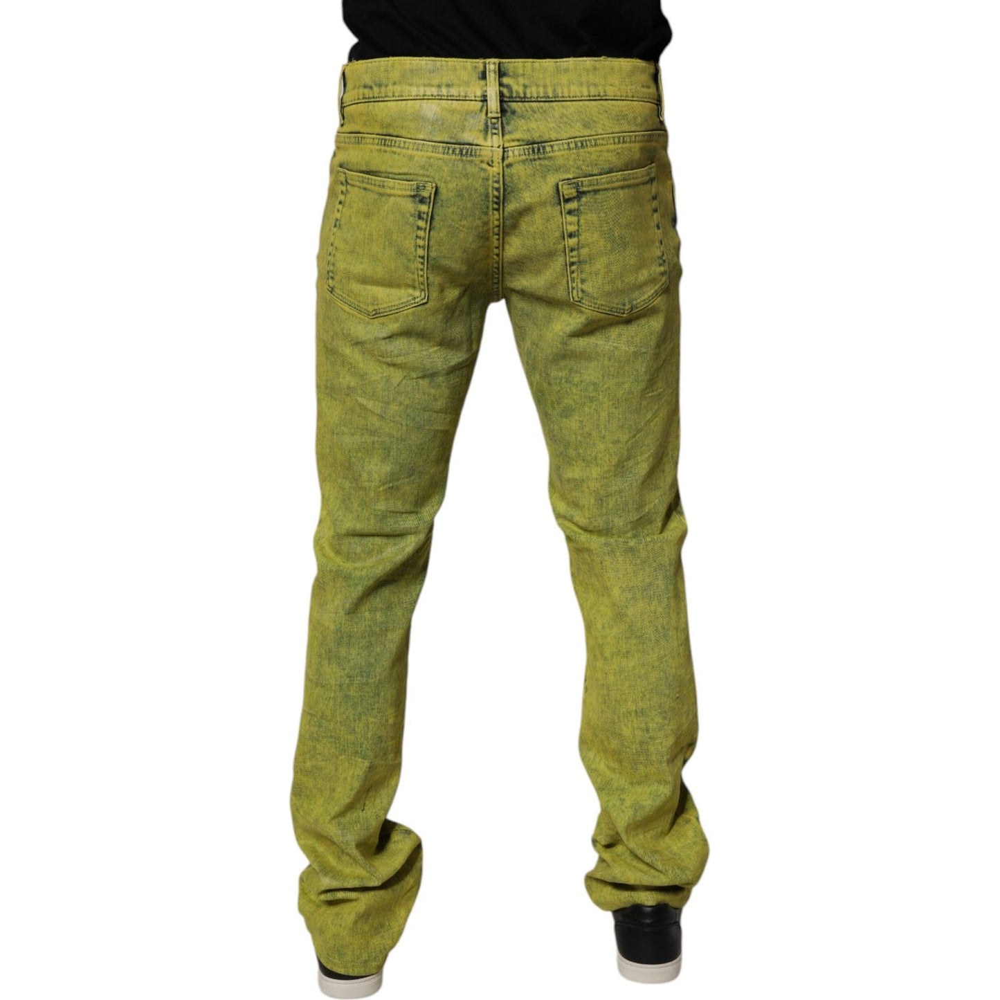 Dolce & Gabbana Yellow Cotton Stretch Skinny Men Denim Jeans PAN75147-48