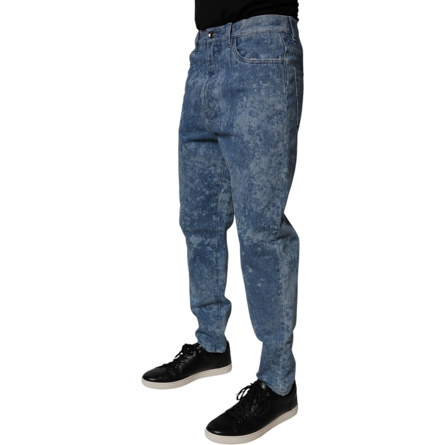 Dolce & Gabbana Blue Tie Dye Cotton Skinny Men Denim Jeans