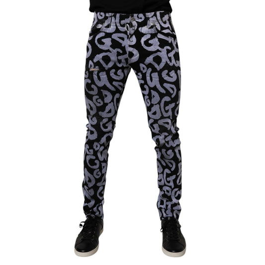 Dolce & Gabbana Black Logo Monogram Cotton Skinny Denim Jeans