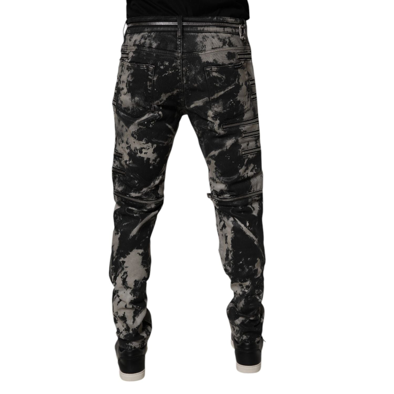 Dolce & Gabbana Black Tie Dye Cotton Skinny Zip Denim Jeans