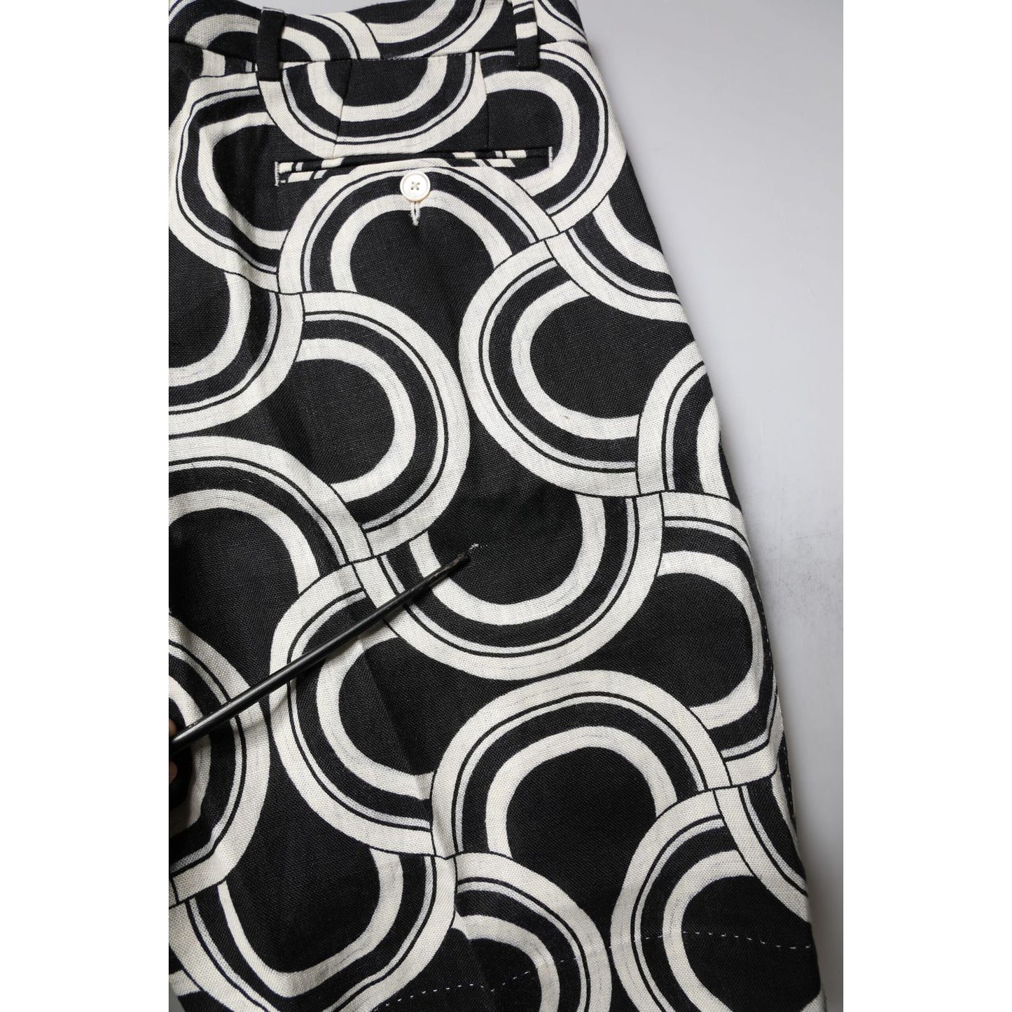 Dolce & Gabbana Black White Linen Bermuda Shorts