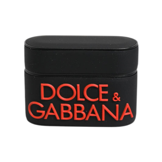 Dolce & Gabbana Black Orange Silicone Embossed Logo Airpods Case