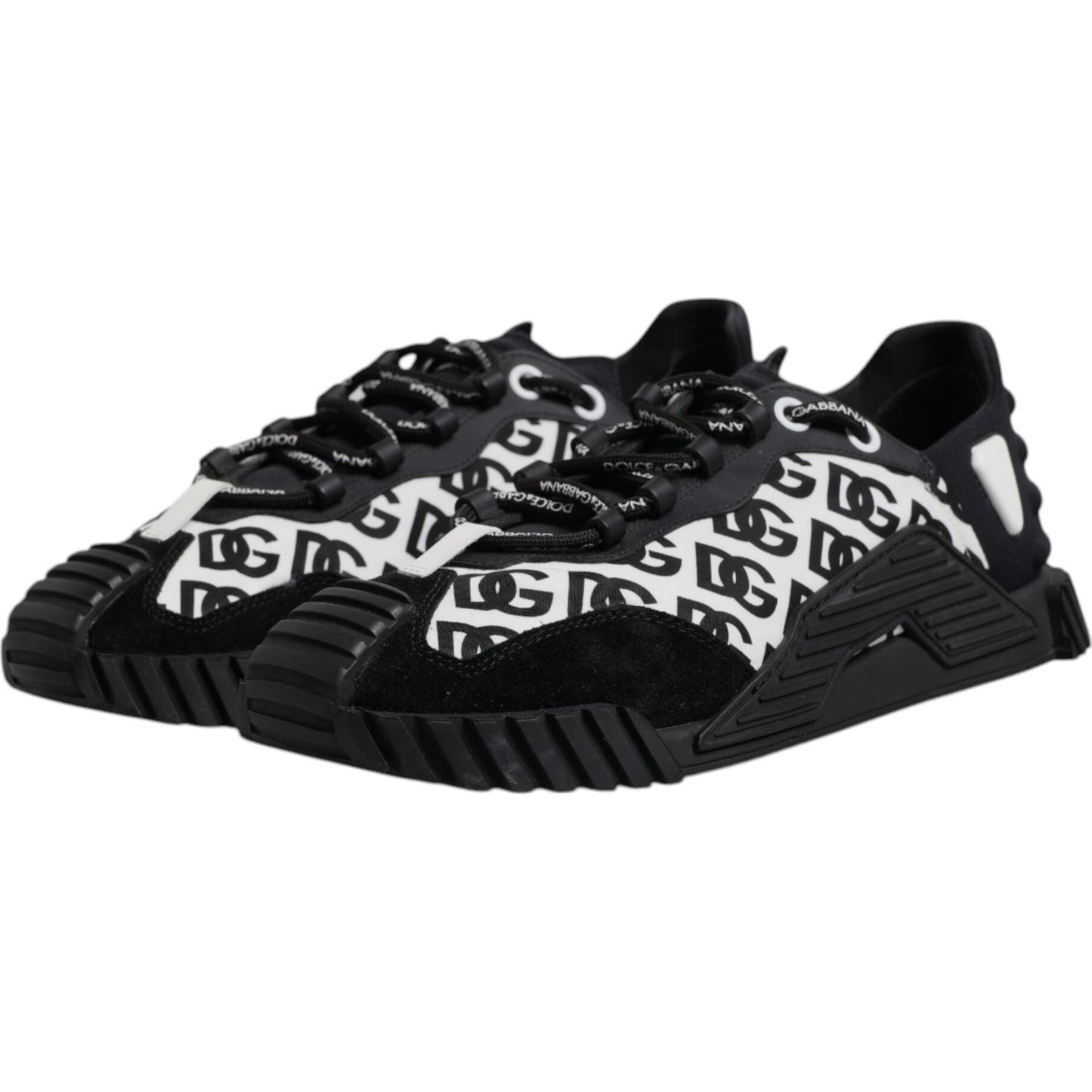 Dolce & Gabbana Black Logo Lace Up Low Top NS1 Sneakers Shoes