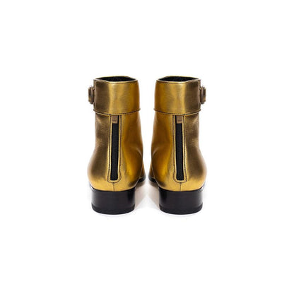 Saint Laurent Gold Leather Ankle Boots
