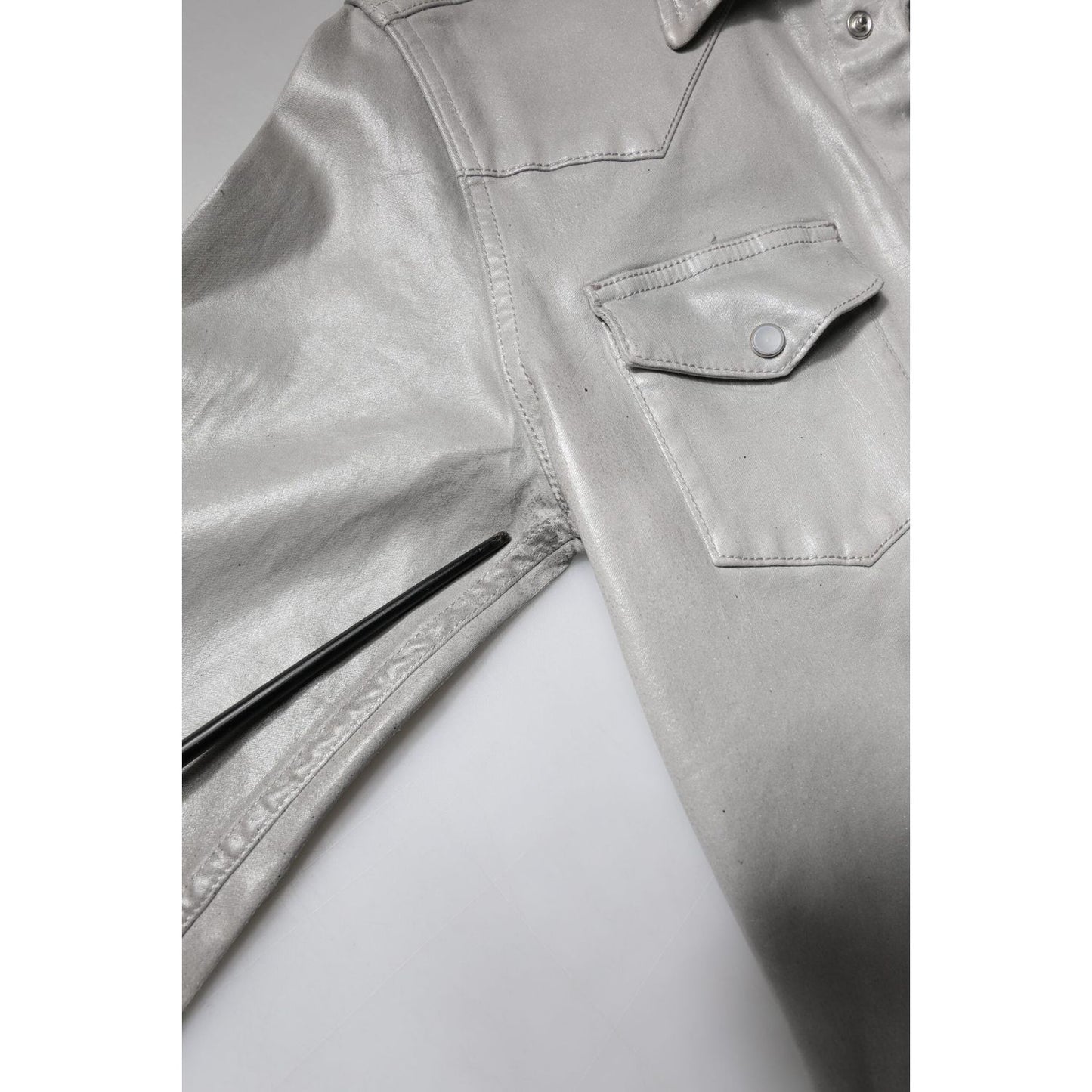 Dolce & Gabbana Metallic Gray Cotton Button Down Shirt