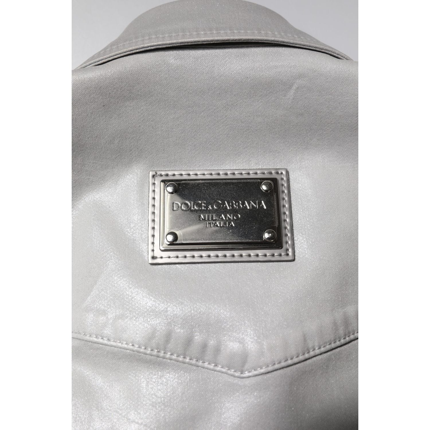 Dolce & Gabbana Metallic Gray Cotton Button Down Shirt