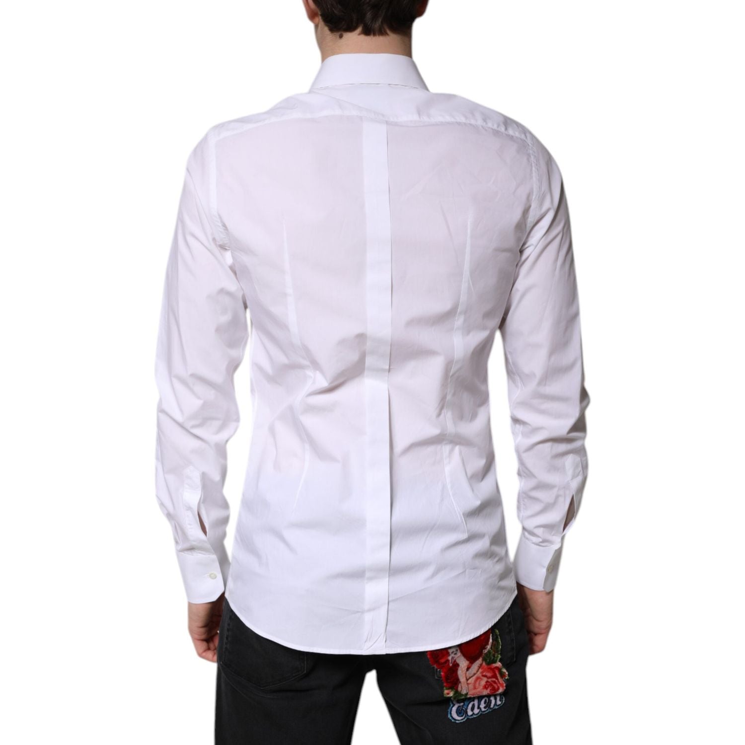 Dolce & Gabbana White Cotton GOLD Dress Formal Shirt