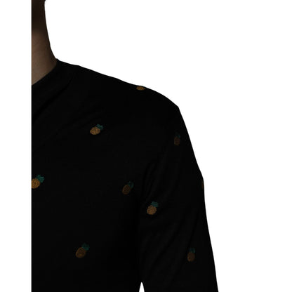 Dolce & Gabbana Black Pineapple Crew Neck Pullover Sweater