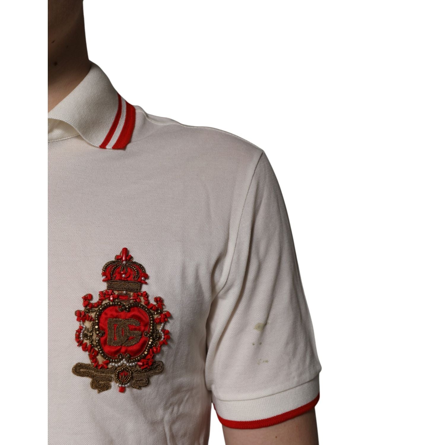 Dolce & Gabbana White Cotton Logo Collared Polo Men T-shirt
