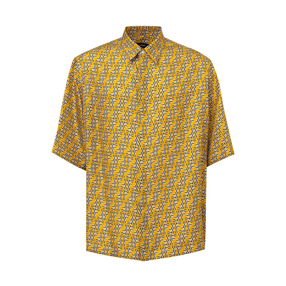 Fendi Yellow Silk Shortsleeve Shirt