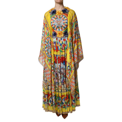 Dolce & Gabbana Multicolour Carretto Print Kaftan Twill Dress