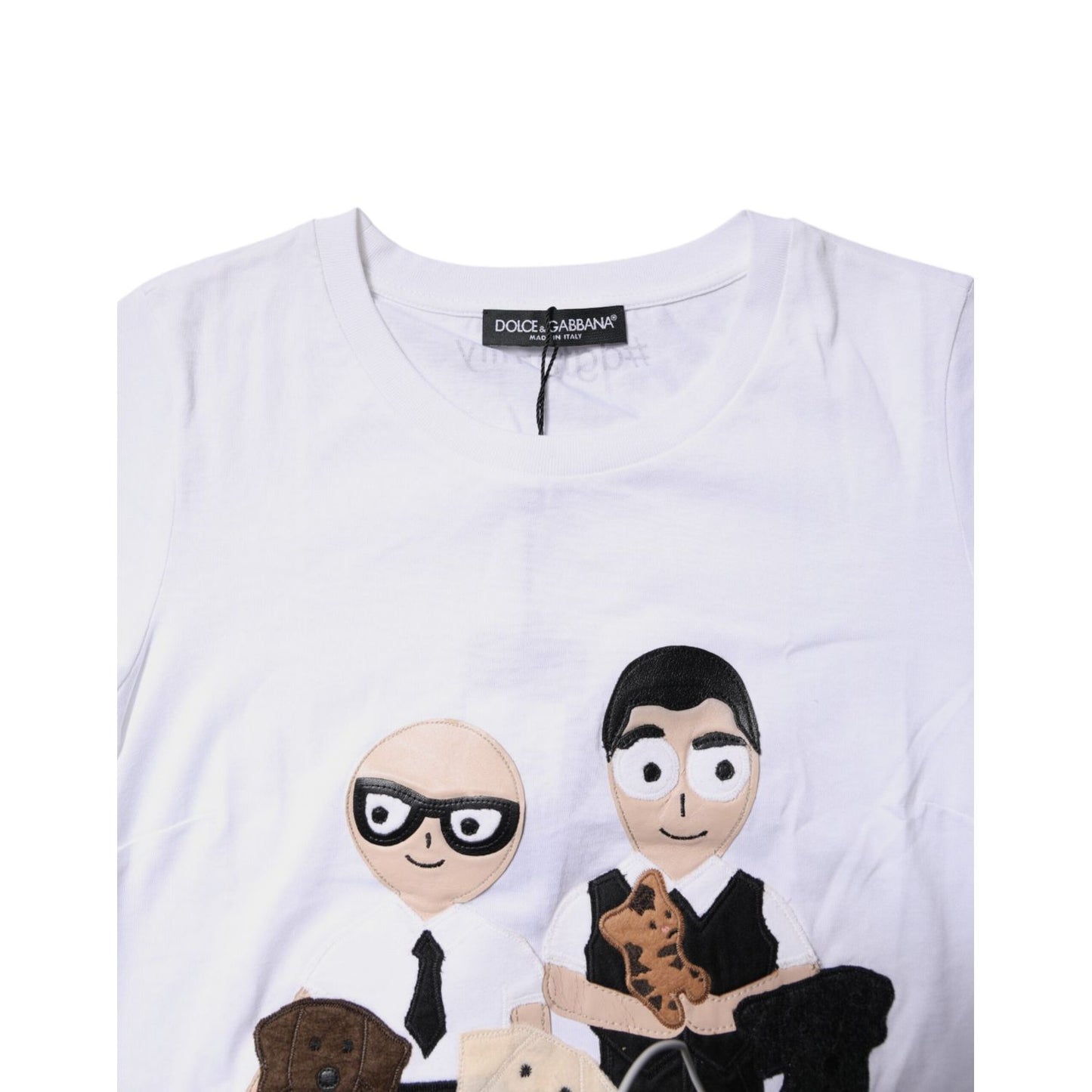 Dolce & Gabbana White Cotton #DGFAMILY Embroidery T-shirt