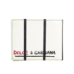 Dolce & Gabbana White Leather DG Crown Royals Bifold Card Holder Wallet