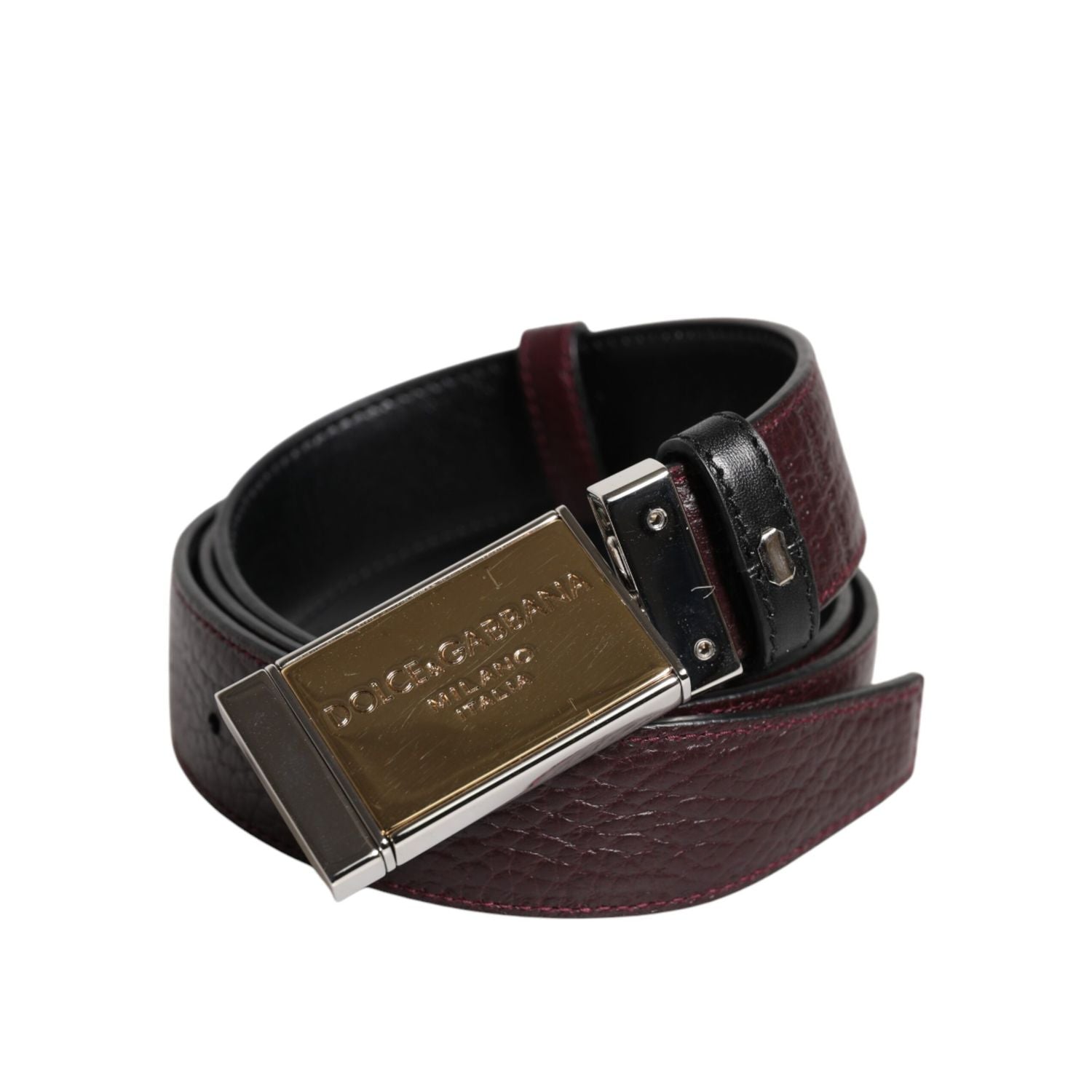 Dolce & Gabbana Black Brown Leather Metal Buckle Reversible Belt
