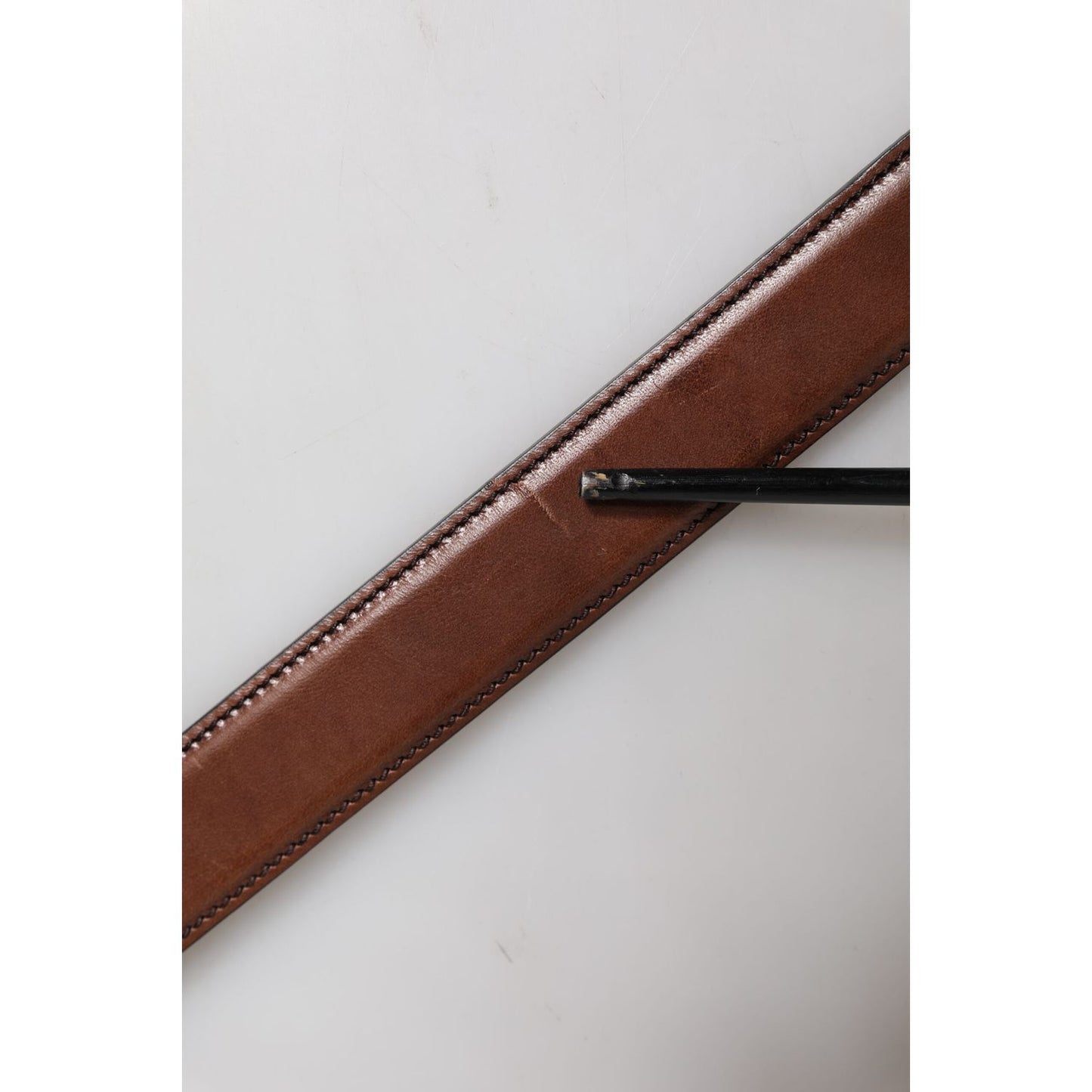 Dolce & Gabbana Brown Leather Metal Buckle Classic Belt