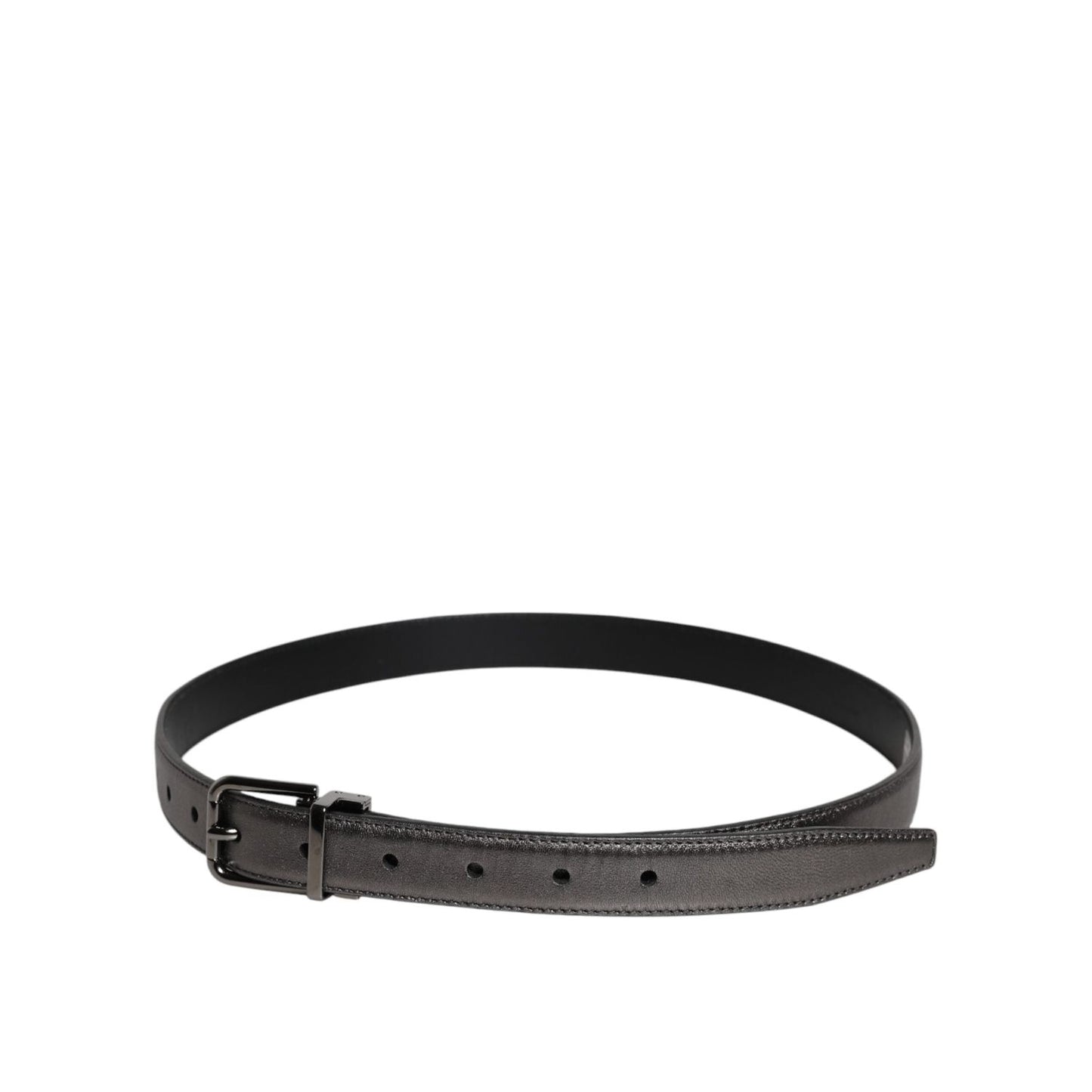 Dolce & Gabbana Black Leather Classic Metal Logo Buckle Belt