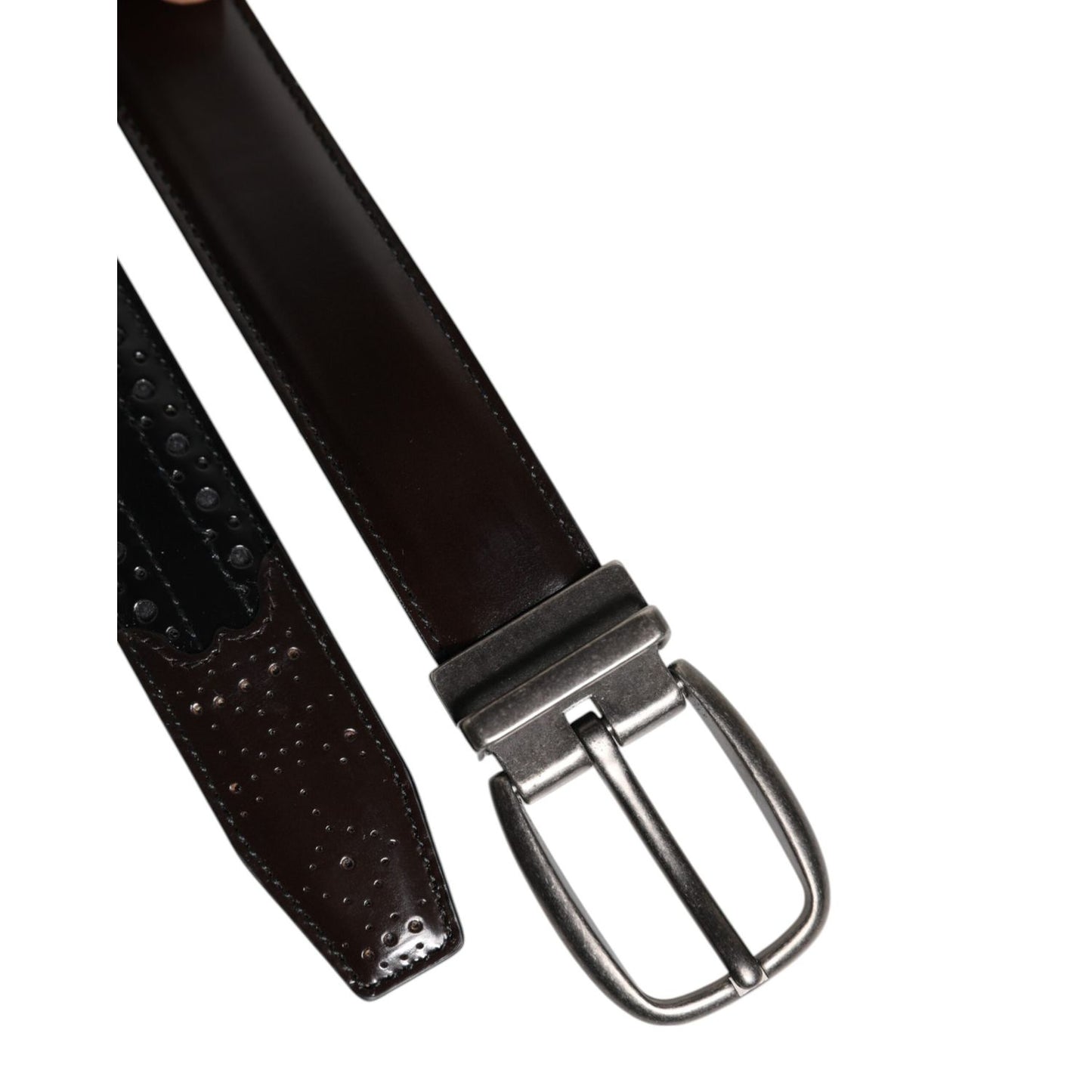 Dolce & Gabbana Black Brown Leather Classic Metal Buckle Belt