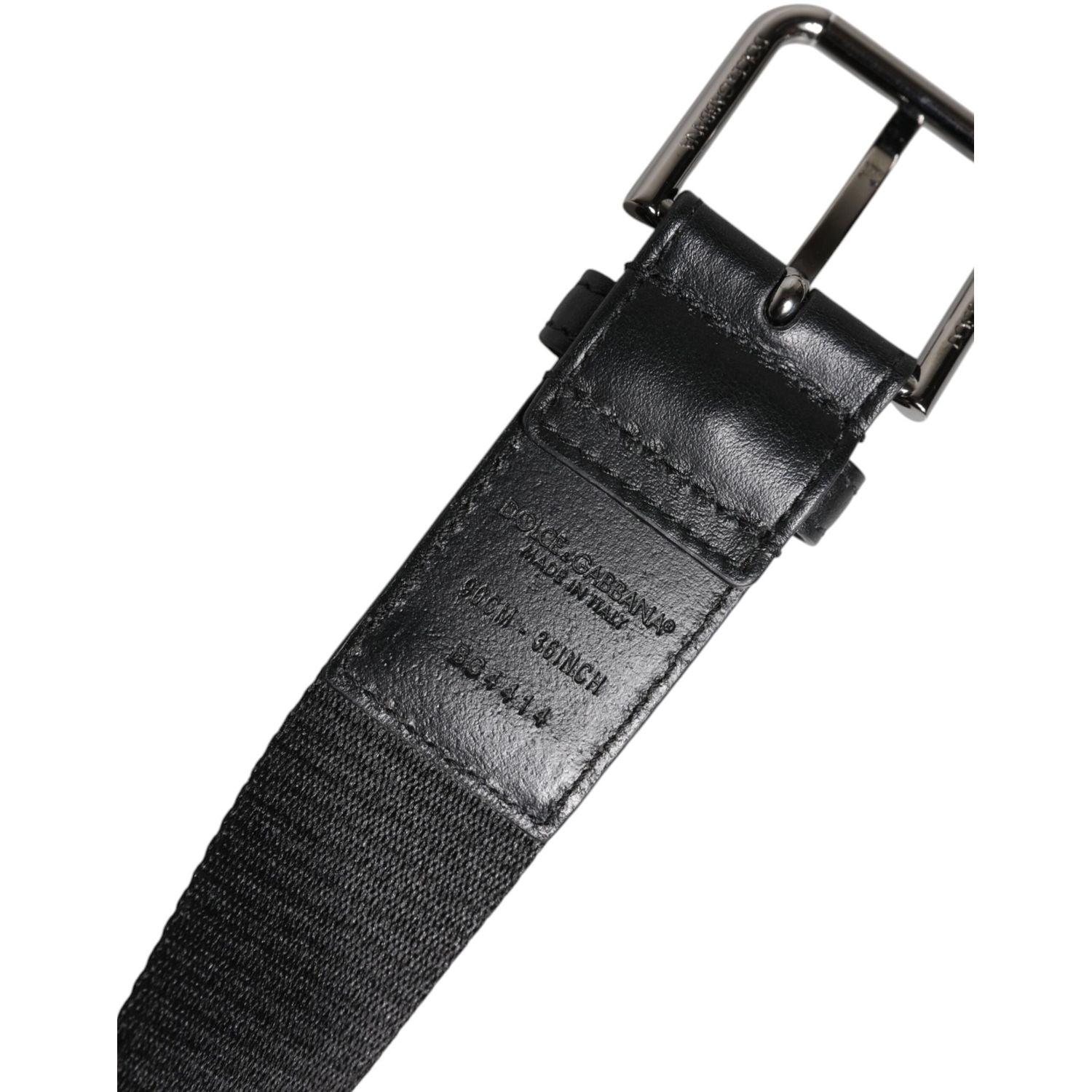 Dolce & Gabbana Black Blue Polyester Printed Metal Buckle Belt