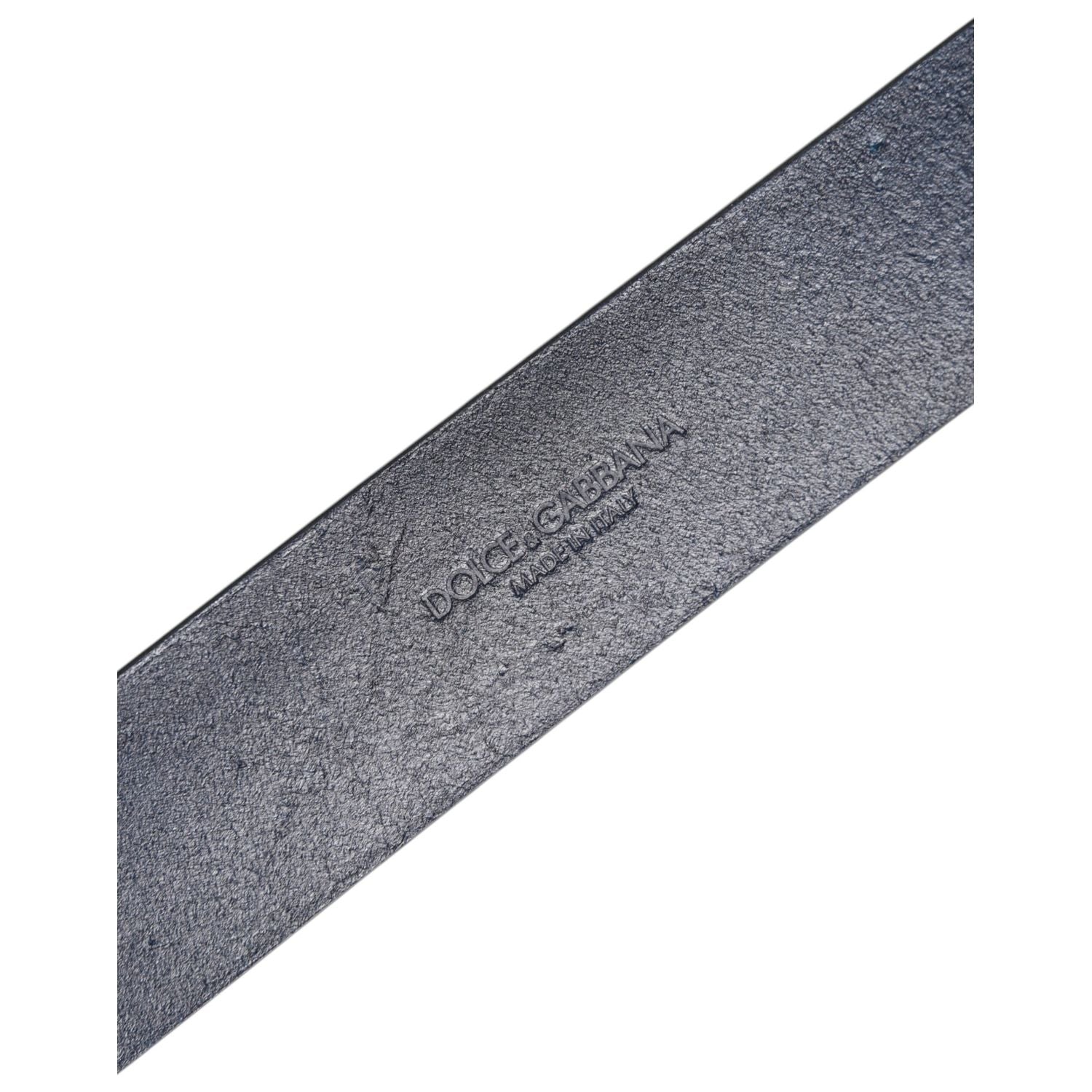 Dolce & Gabbana Blue Leather Classic Metal Logo Buckle Belt