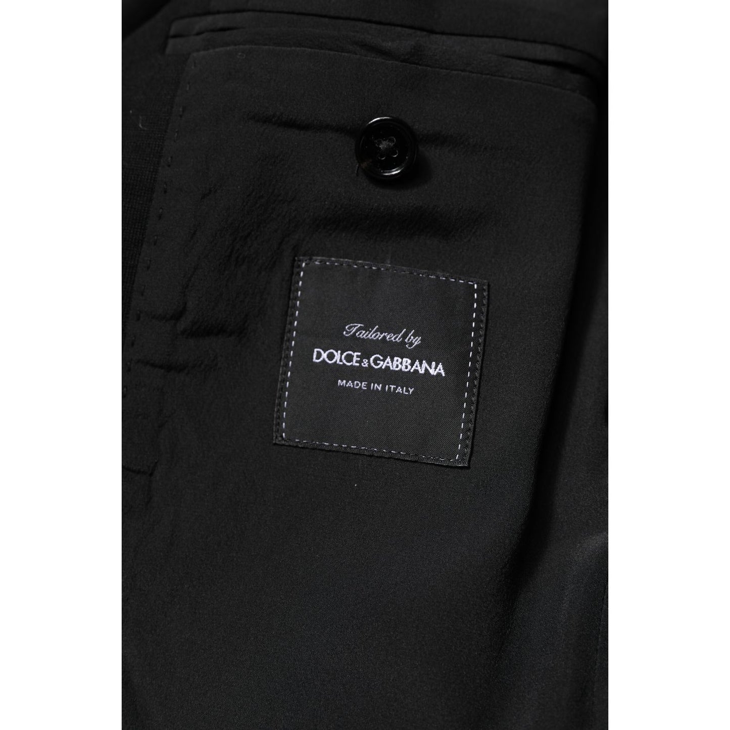 Dolce & Gabbana Black Wool Slim Fit Coat Blazer Jacket Suit