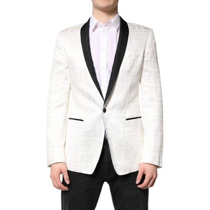 Dolce & Gabbana White Black Single Breasted Coat Blazer Suit