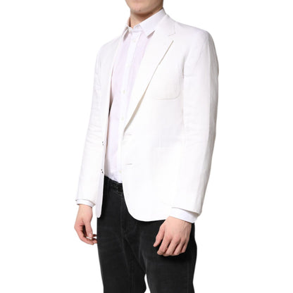 Dolce & Gabbana White Single Breasted Men Coat Blazer Suit