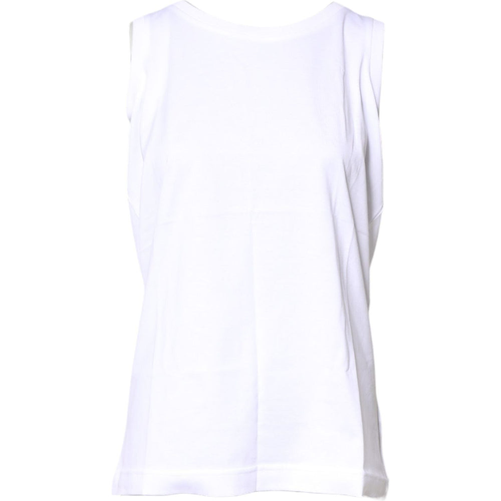 Dolce & Gabbana White Cotton Sleeveless Crew Neck T-shirt TSH878596-36