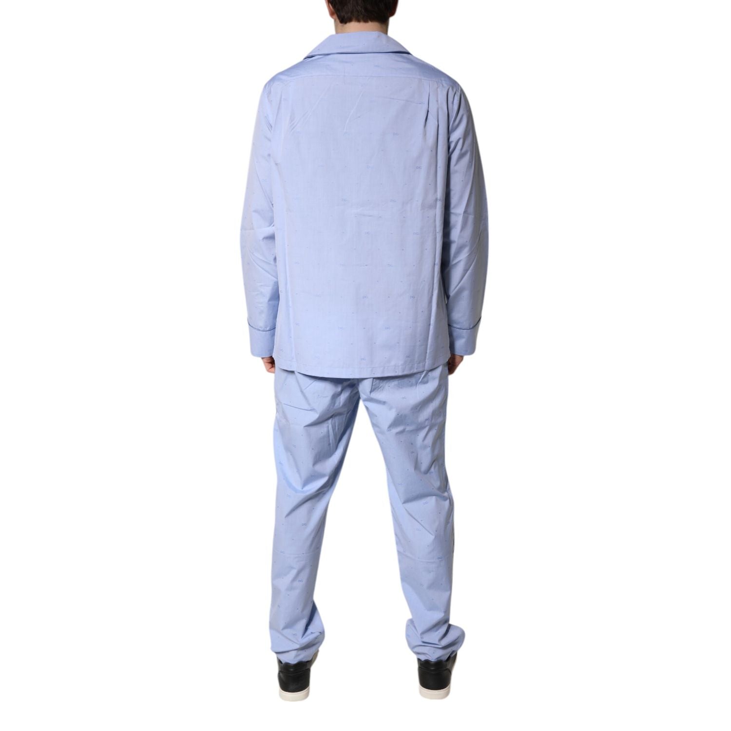 Dolce & Gabbana Light Blue DG Logo Cotton Men Pajama Set Sleepwear