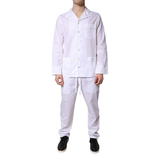 Dolce & Gabbana White Cotton Shirt Pants Pajama Set Sleepwear
