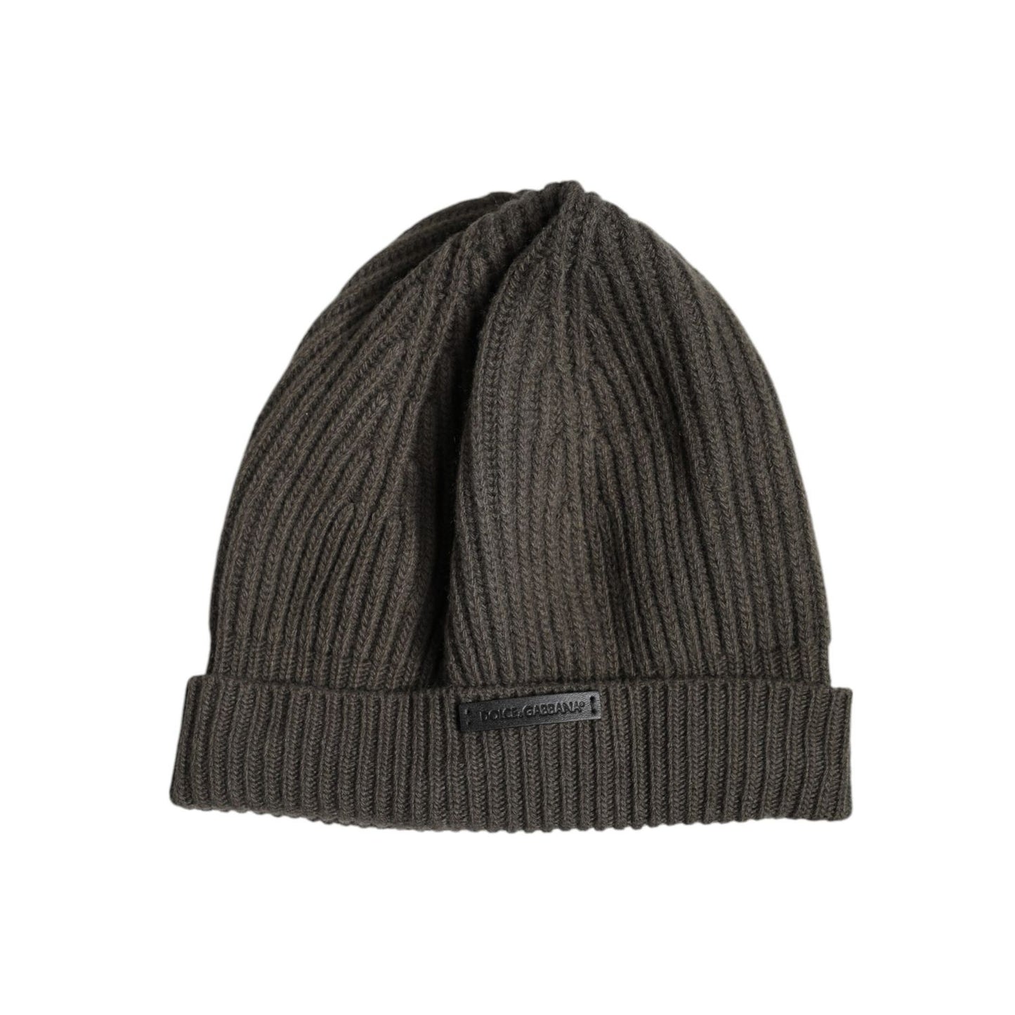 Dolce & Gabbana Green Wool DG Plaque Knitted Winter Beanie Hat