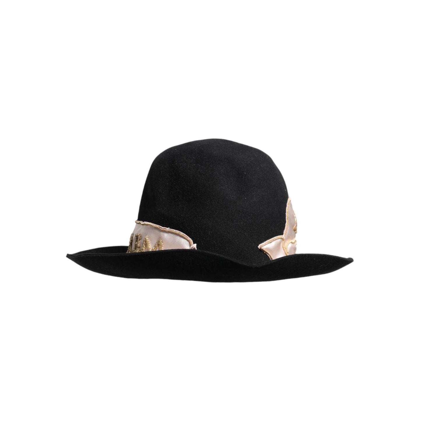 Dolce & Gabbana Black Logo Sequin Embroidery Wide Brim Hat
