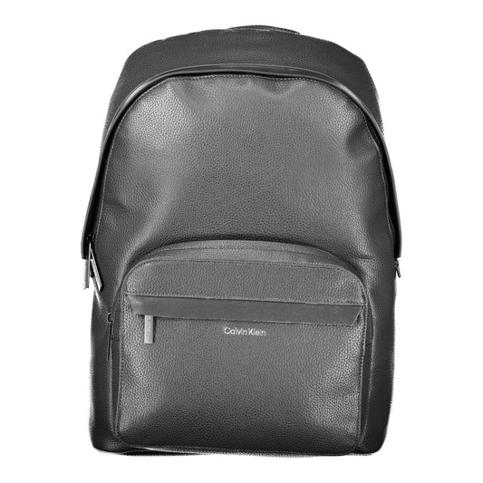 Calvin Klein Black Polyester Men Backpack with external pocket and adjustable straps for modern style and functionality