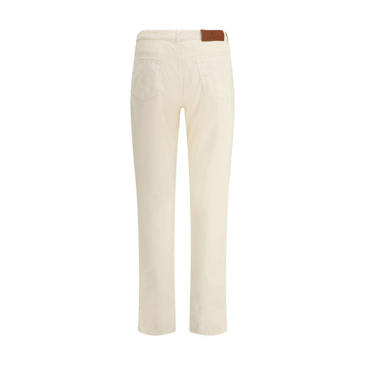 Back view of Brunello Cucinelli Corduroy Pants showcasing their elegant design and logoed leather patch.